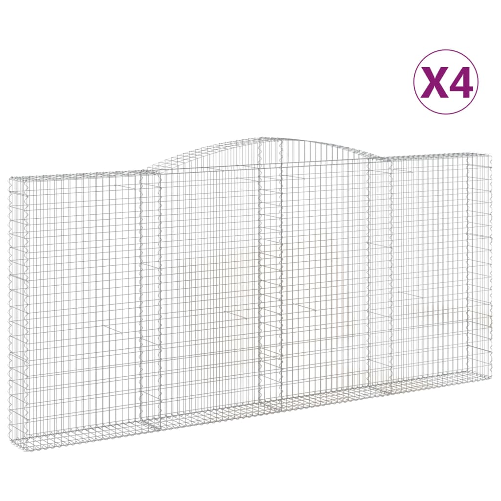 Cesti Gabbioni ad Arco 4 pz 400x30x180/200 cm Ferro Zincato
