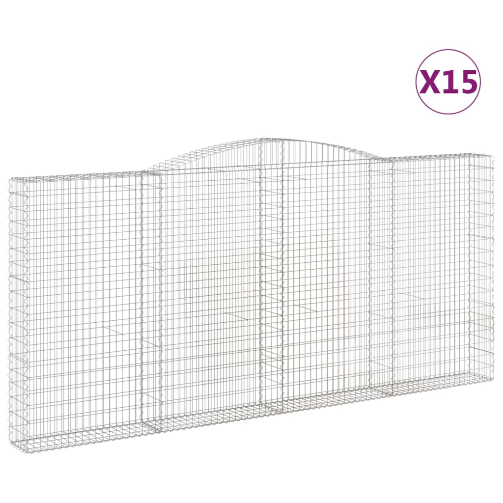 Cesti Gabbioni ad Arco 15 pz 400x30x180/200 cm Ferro Zincato