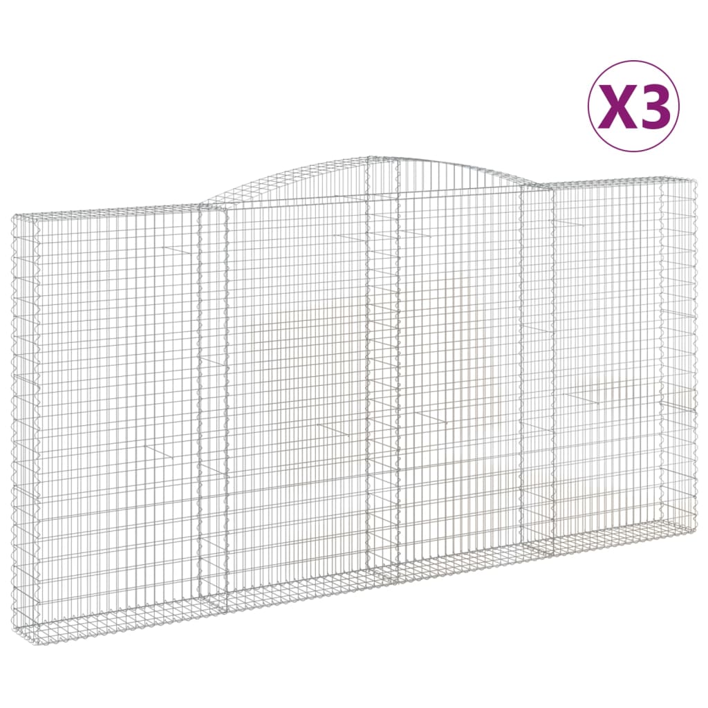 Cesti Gabbioni ad Arco 3 pz 400x30x200/220 cm Ferro Zincato