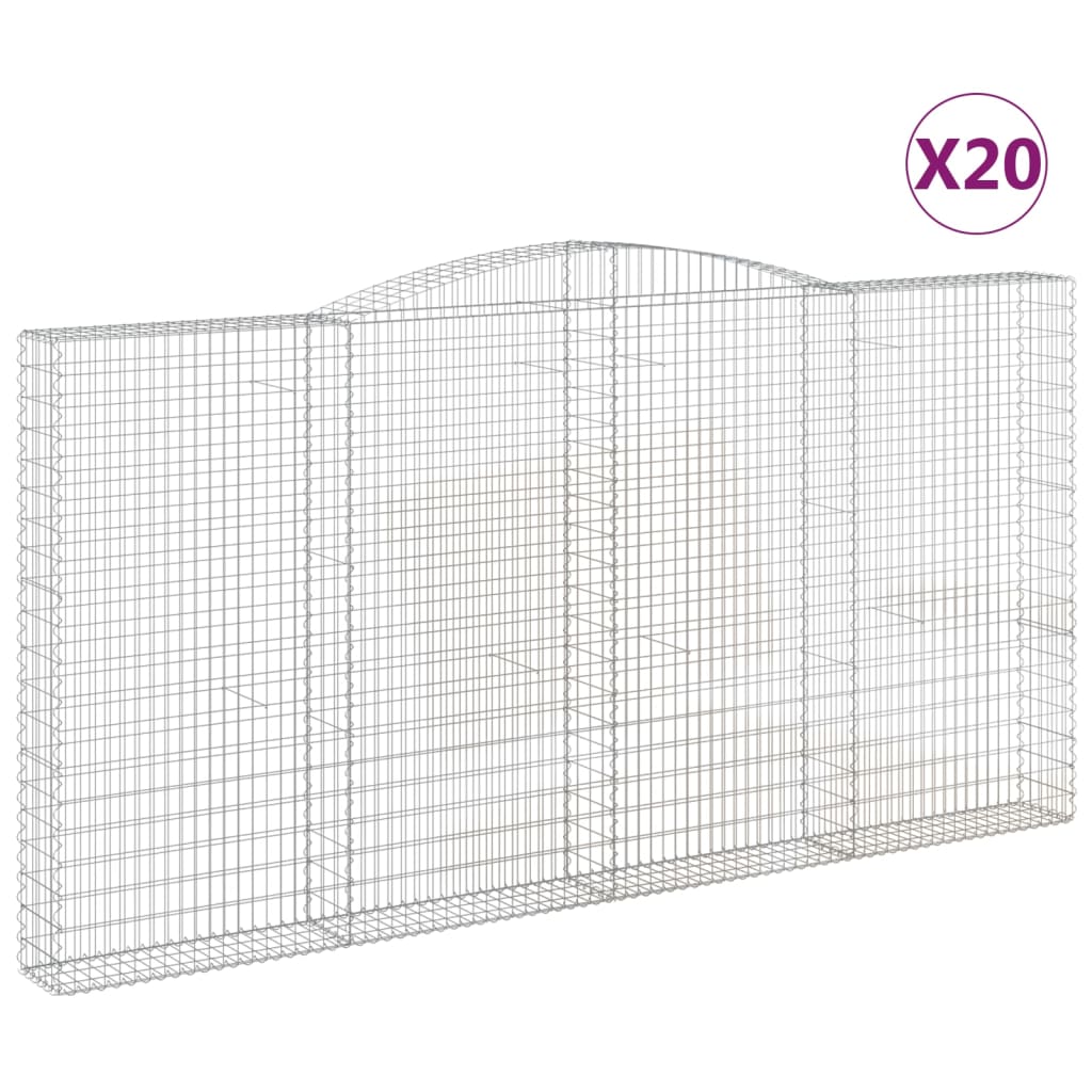 Cesti Gabbioni ad Arco 20 pz 400x30x200/220 cm Ferro Zincato