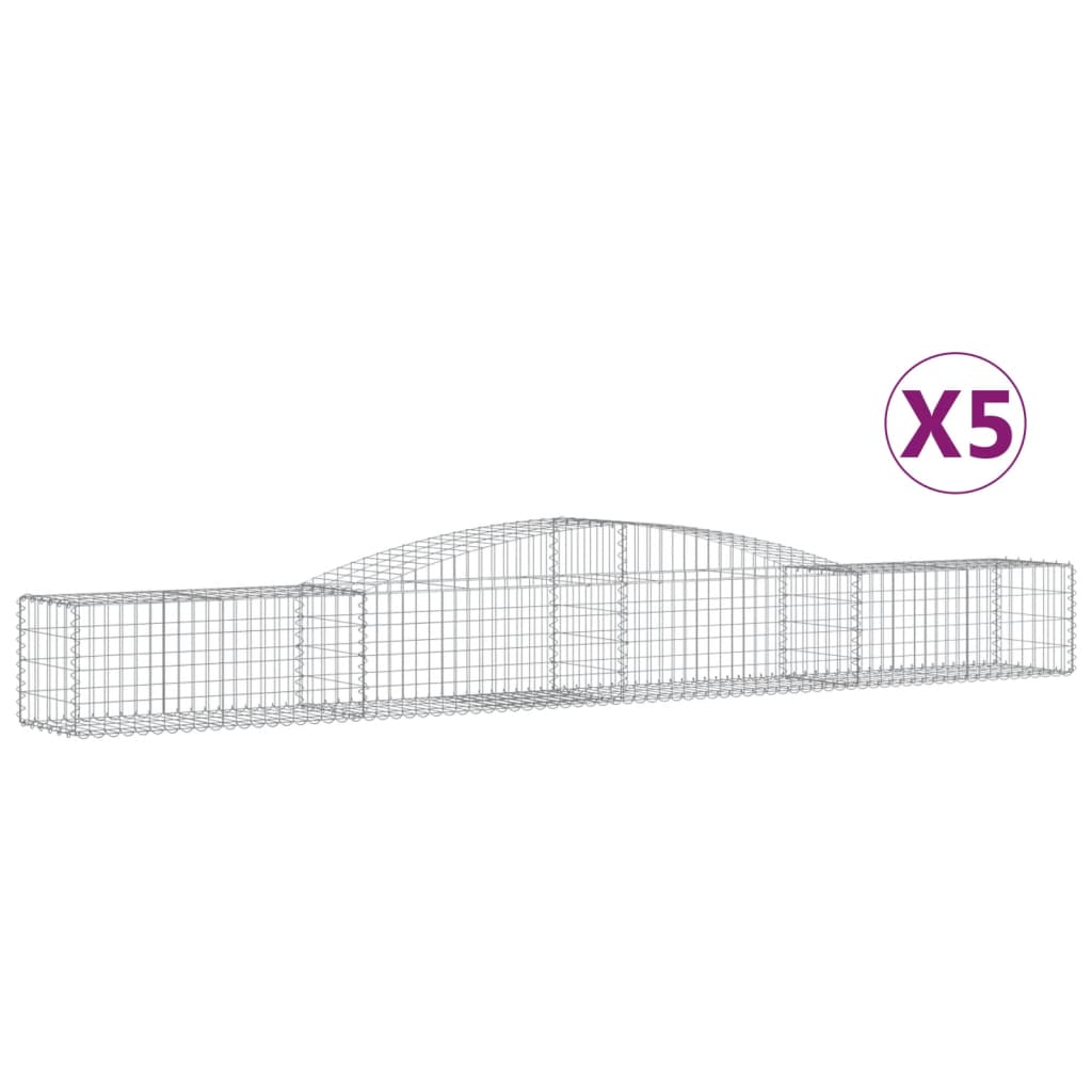 Cesti Gabbioni ad Arco 5 pz 400x50x40/60 cm Ferro Zincato