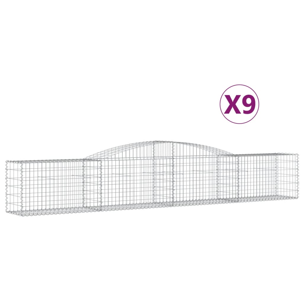 Cesti Gabbioni ad Arco 9 pz 400x50x60/80 cm Ferro Zincato