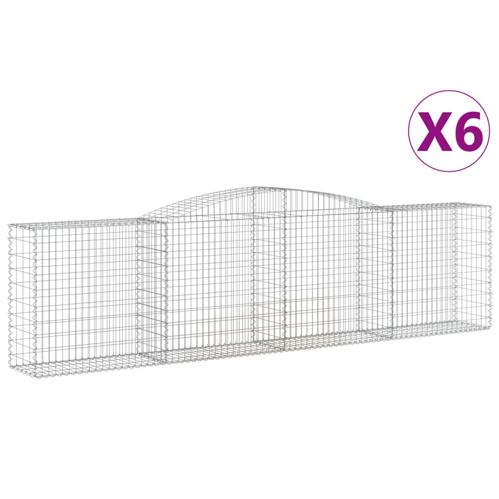Cesti Gabbioni ad Arco 6 pz 400x50x100/120 cm Ferro Zincato