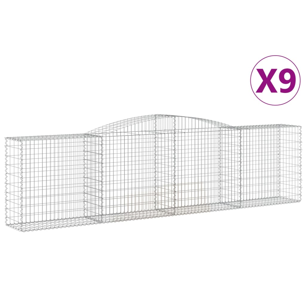 Cesti Gabbioni ad Arco 9 pz 400x50x100/120 cm Ferro Zincato