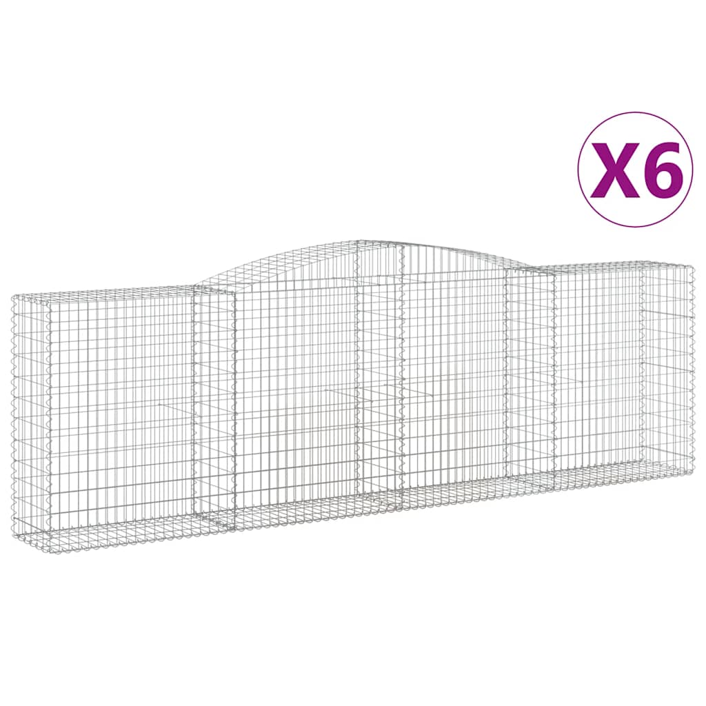 Cesti Gabbioni ad Arco 6 pz 400x50x120/140 cm Ferro Zincato