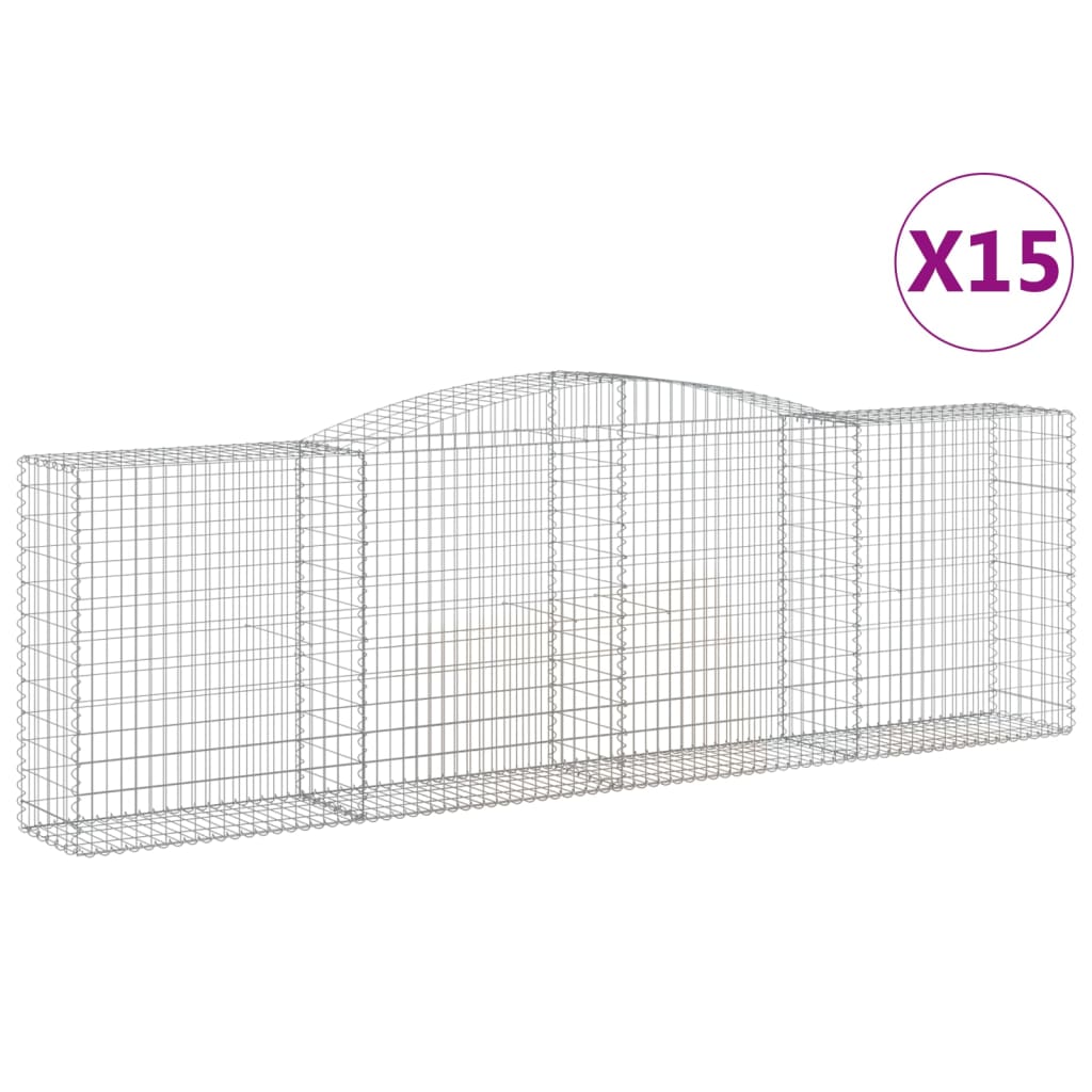 Cesti Gabbioni ad Arco 15 pz 400x50x120/140 cm Ferro Zincato