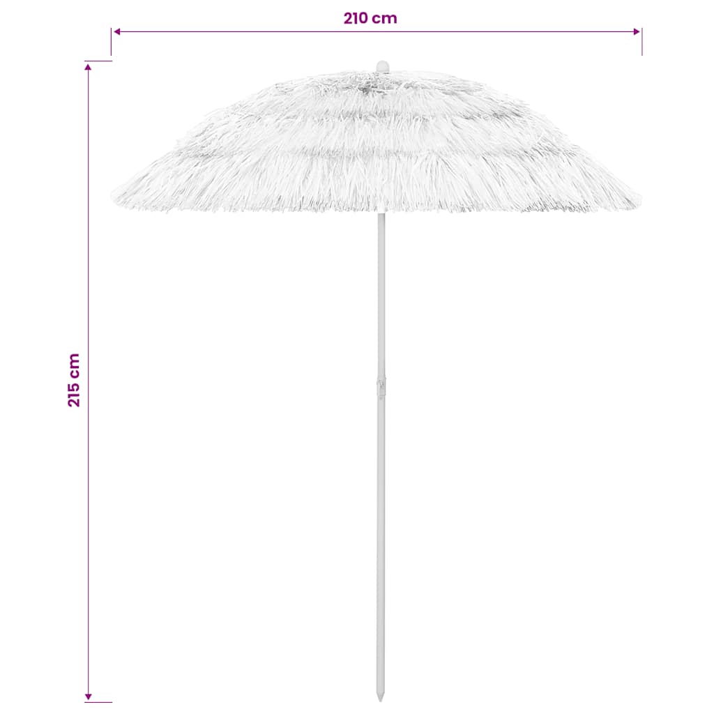 Ombrellone da Spiaggia Hawaii Bianco 240 cm