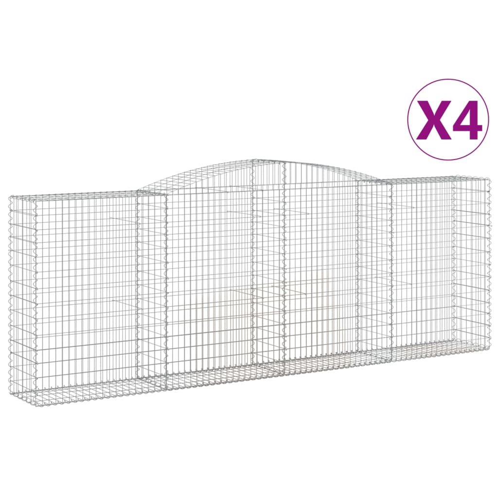 Cesti Gabbioni ad Arco 4 pz 400x50x140/160 cm Ferro Zincato