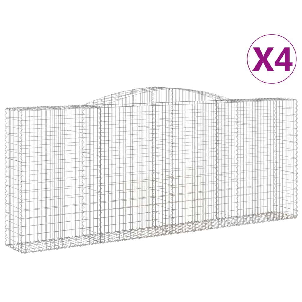 Cesti Gabbioni ad Arco 4 pz 400x50x160/180 cm Ferro Zincato