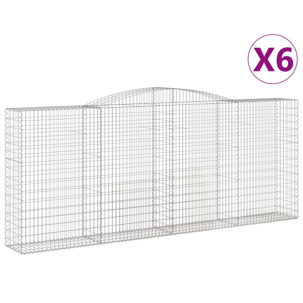 Cesti Gabbioni ad Arco 6 pz 400x50x160/180 cm Ferro Zincato