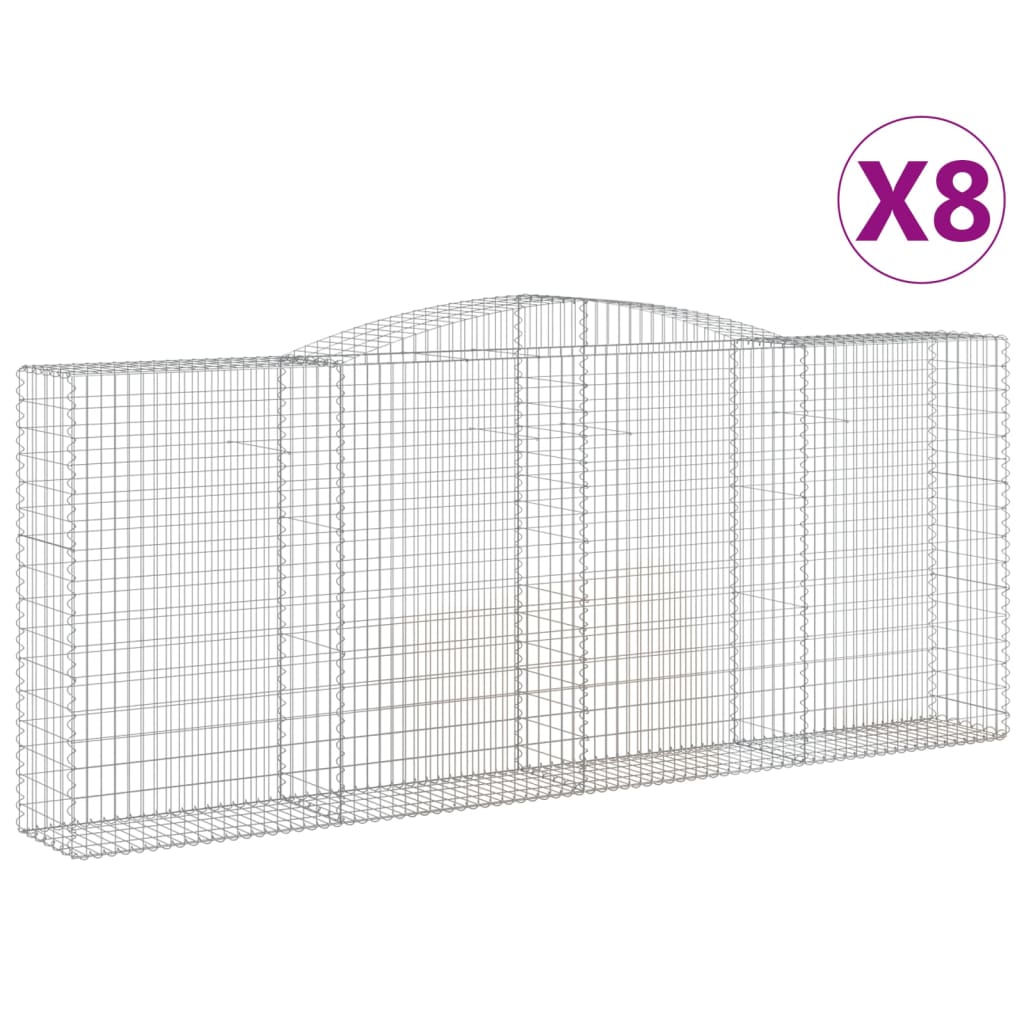 Cesti Gabbioni ad Arco 8 pz 400x50x160/180 cm Ferro Zincato