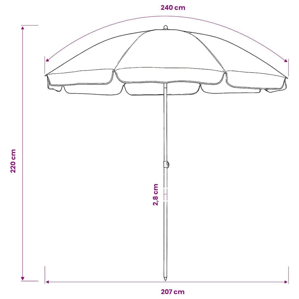 Ombrellone da Spiaggia Blu 240 cm