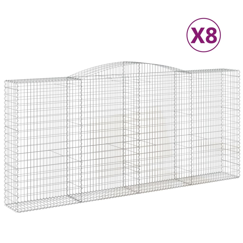 Cesti Gabbioni ad Arco 8 pz 400x50x180/200 cm Ferro Zincato