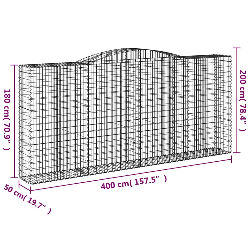 Cesti Gabbioni ad Arco 10 pz 400x50x180/200 cm Ferro Zincato