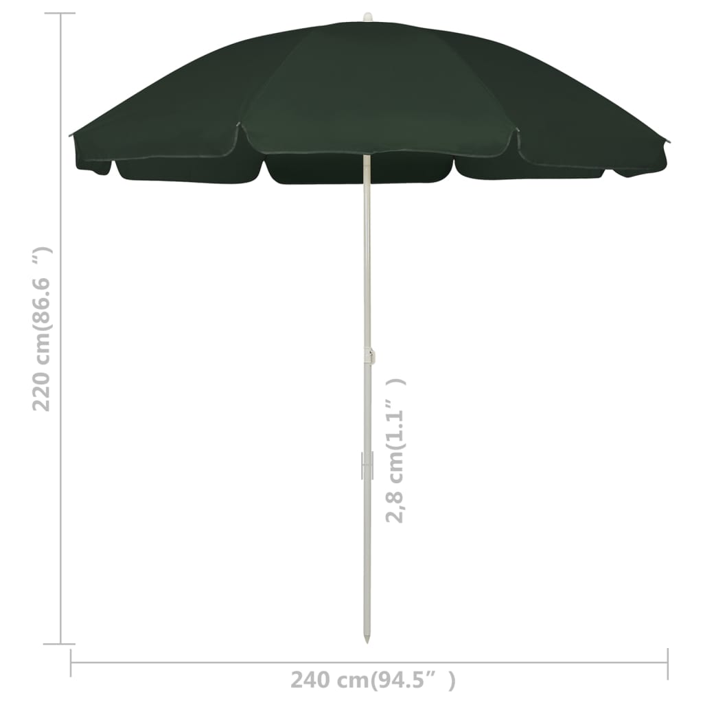Ombrellone da Spiaggia Verde 240 cm