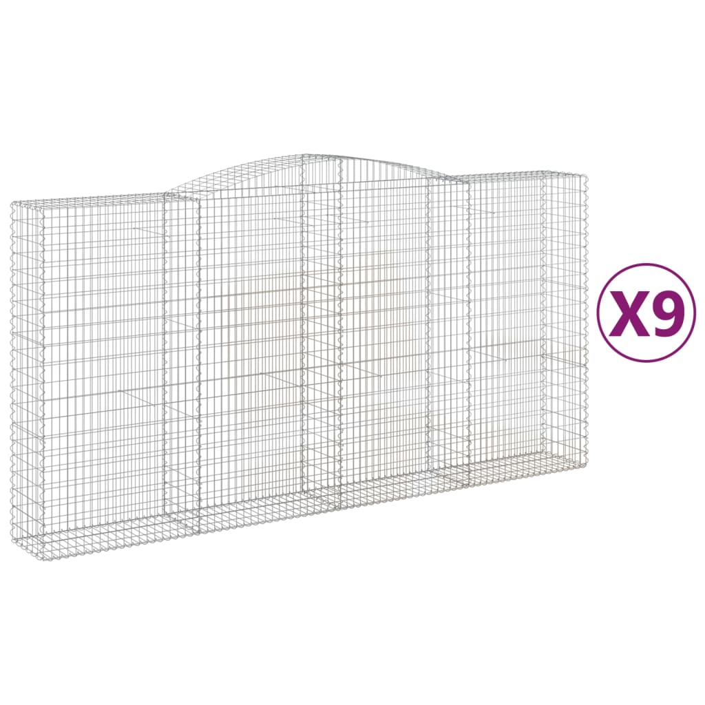 Cesti Gabbioni ad Arco 9 pz 400x50x200/220 cm Ferro Zincato