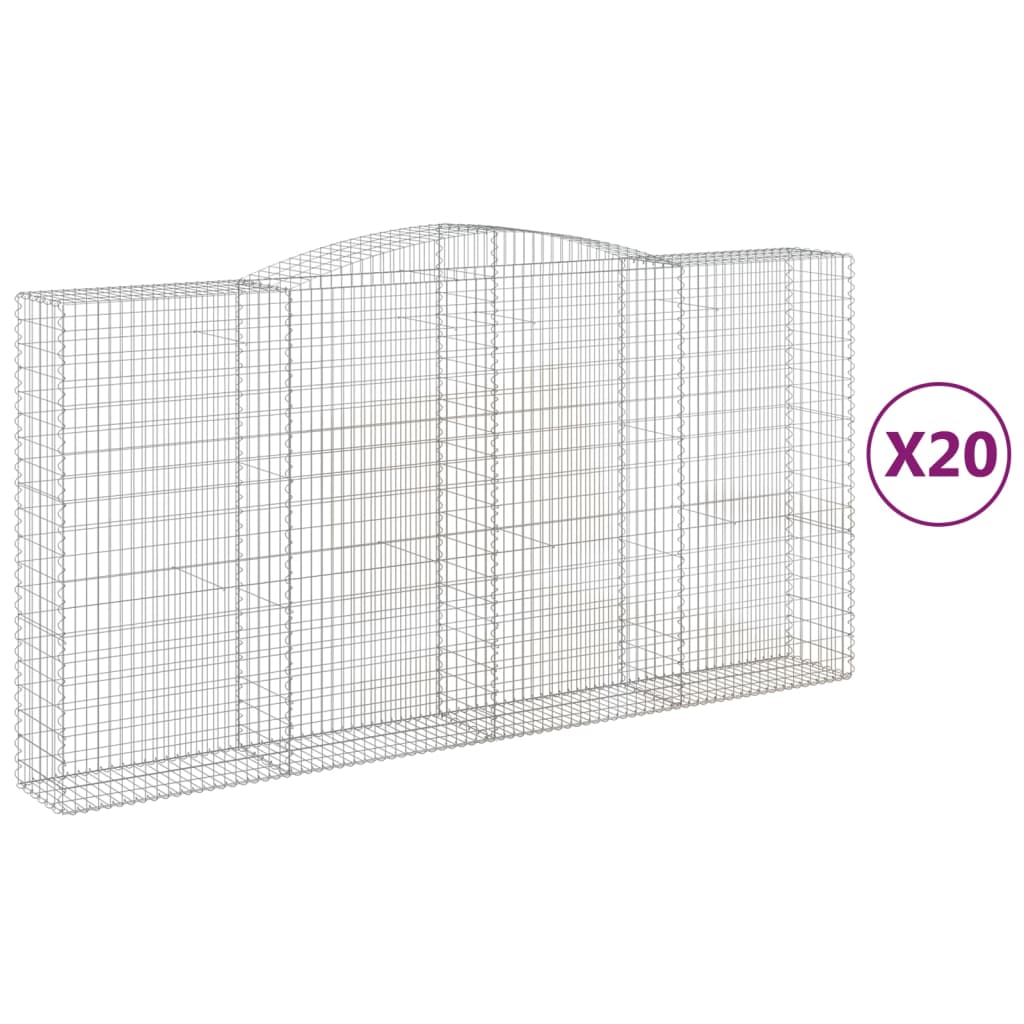 Cesti Gabbioni ad Arco 20 pz 400x50x200/220 cm Ferro Zincato
