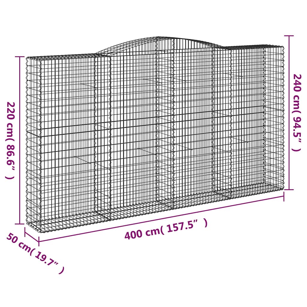 Cesti Gabbioni ad Arco 5 pz 400x50x220/240 cm Ferro Zincato