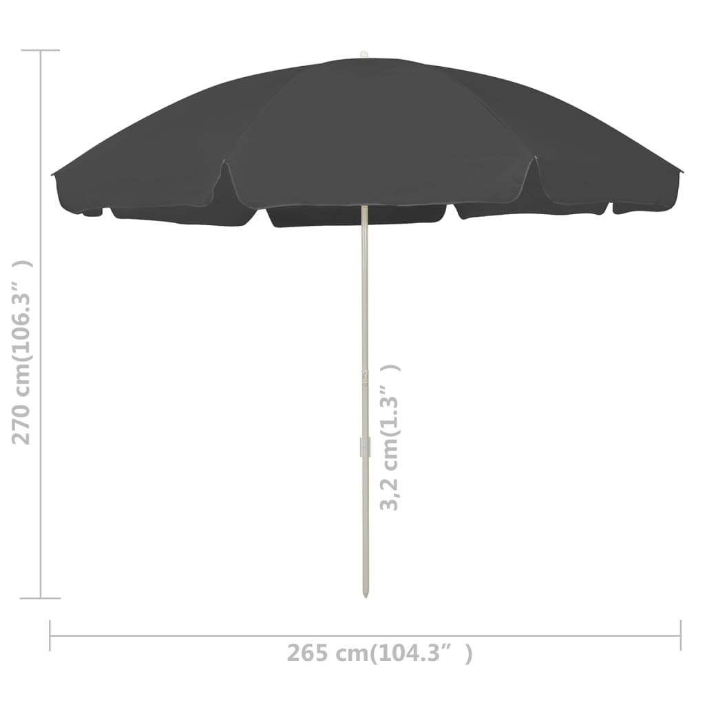 Ombrellone da Spiaggia Antracite 300 cm
