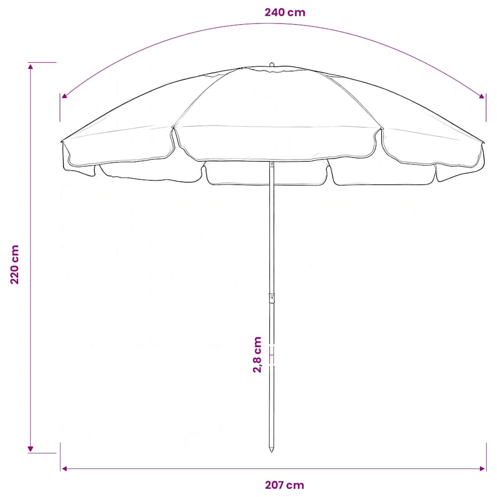 Ombrellone da Spiaggia Blu 240 cm
