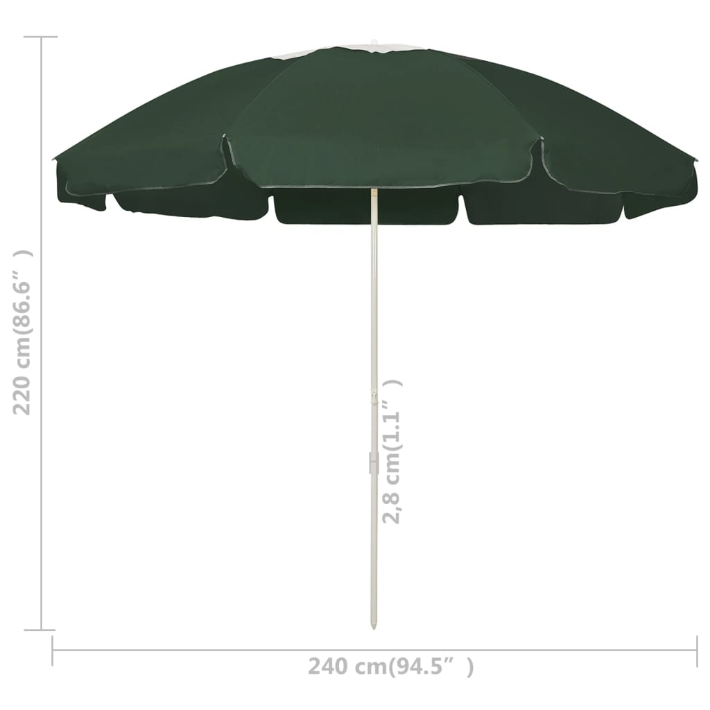 Ombrellone da Spiaggia Verde 240 cm