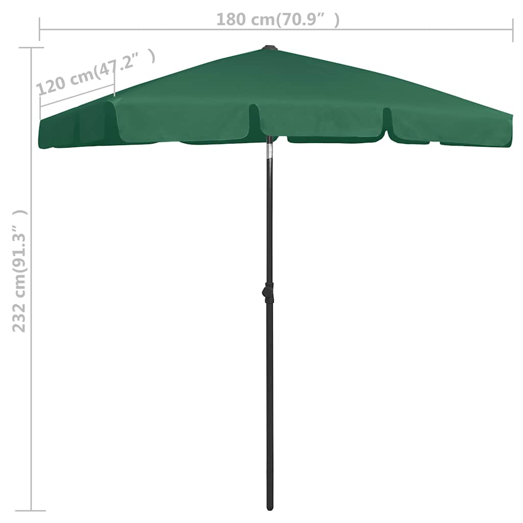 Ombrellone da Spiaggia Verde 180x120 cm
