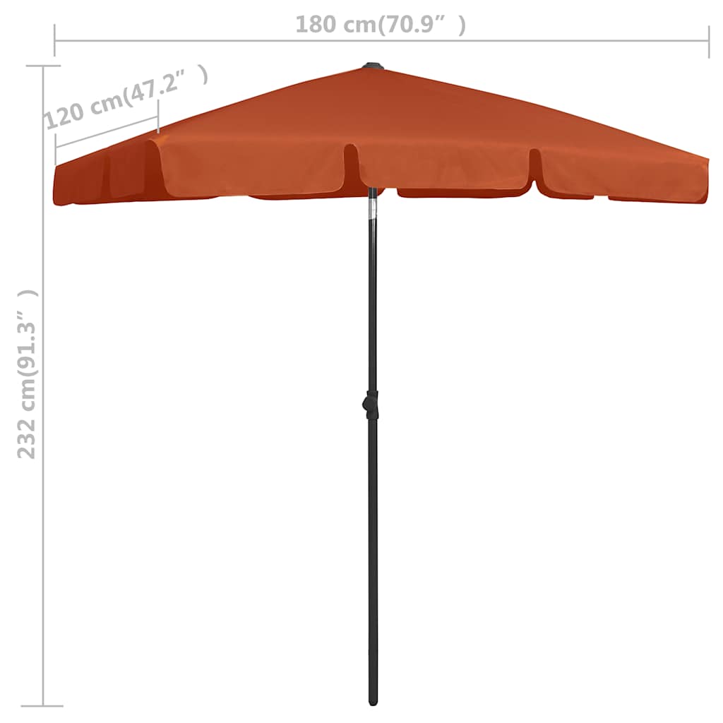 Ombrellone da Spiaggia Terracotta 180x120 cm