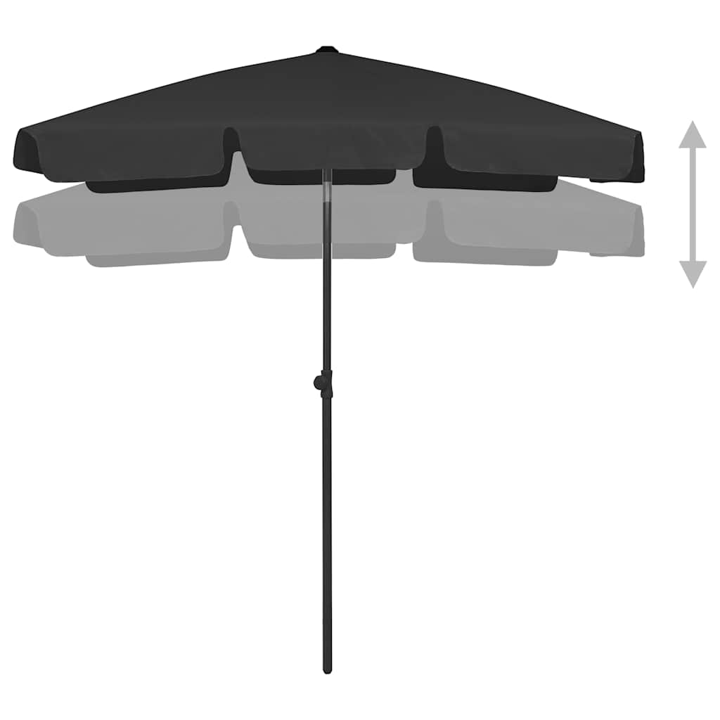 Ombrellone da Spiaggia Nero 180x120 cm