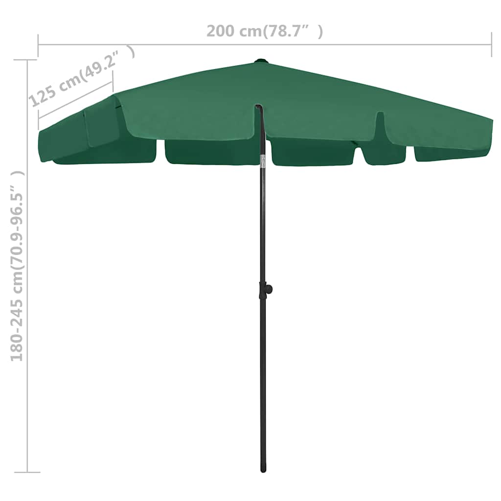 Ombrellone da Spiaggia Verde 200x125 cm