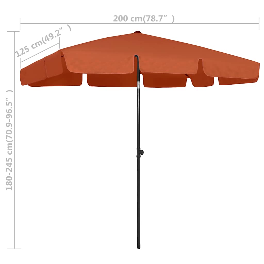 Ombrellone da Spiaggia Terracotta 200x125 cm