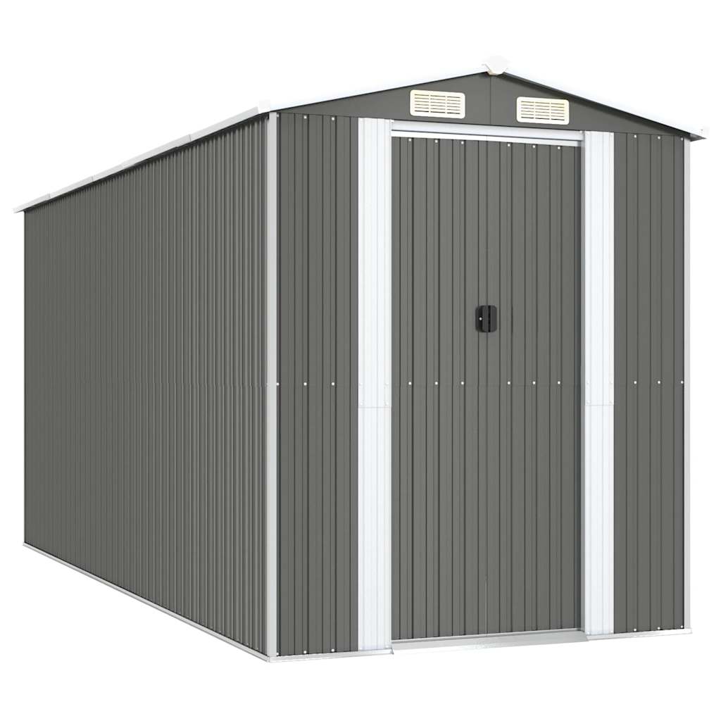 Capanno da Giardino Grigio Chiaro 192x440x223cm Acciaio Zincato