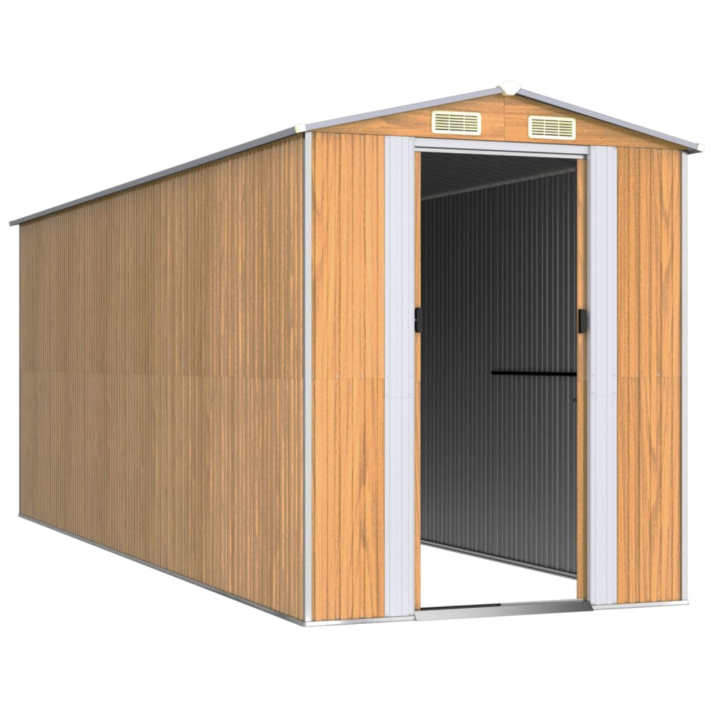 Capanno Giardino Marrone Chiaro 192x523x223 cm Acciaio Zincato