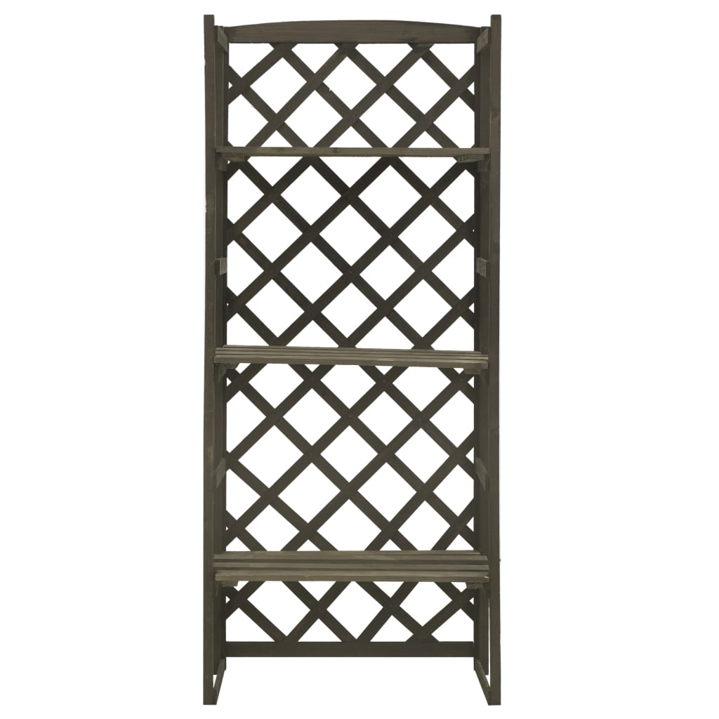 Fioriera con Traliccio Grigio 60x30x140 cm Massello di Abete