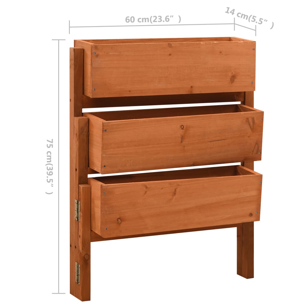 Fioriera Giardino Pieghevole Arancione 60x14x75 cm Legno Abete