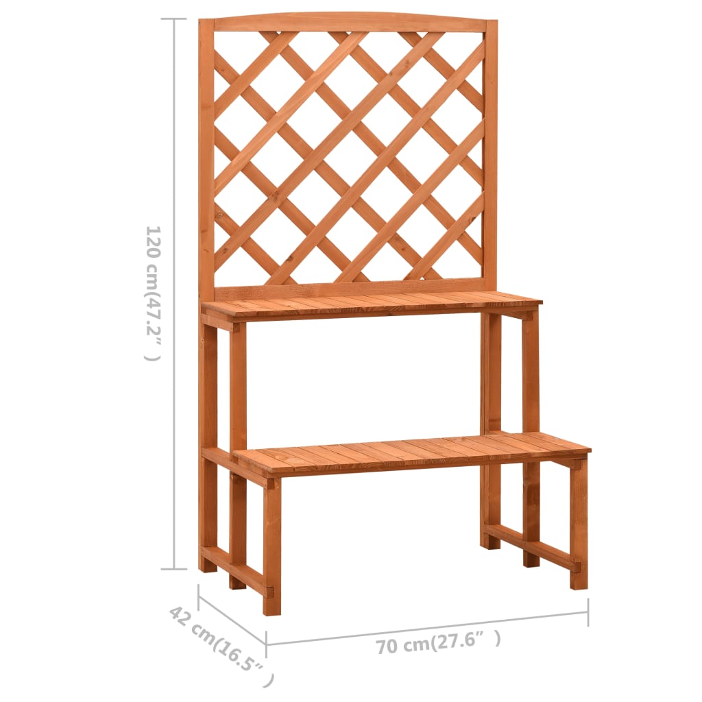 Fioriera con Traliccio Arancione 70x42x120 cm Massello di Abete