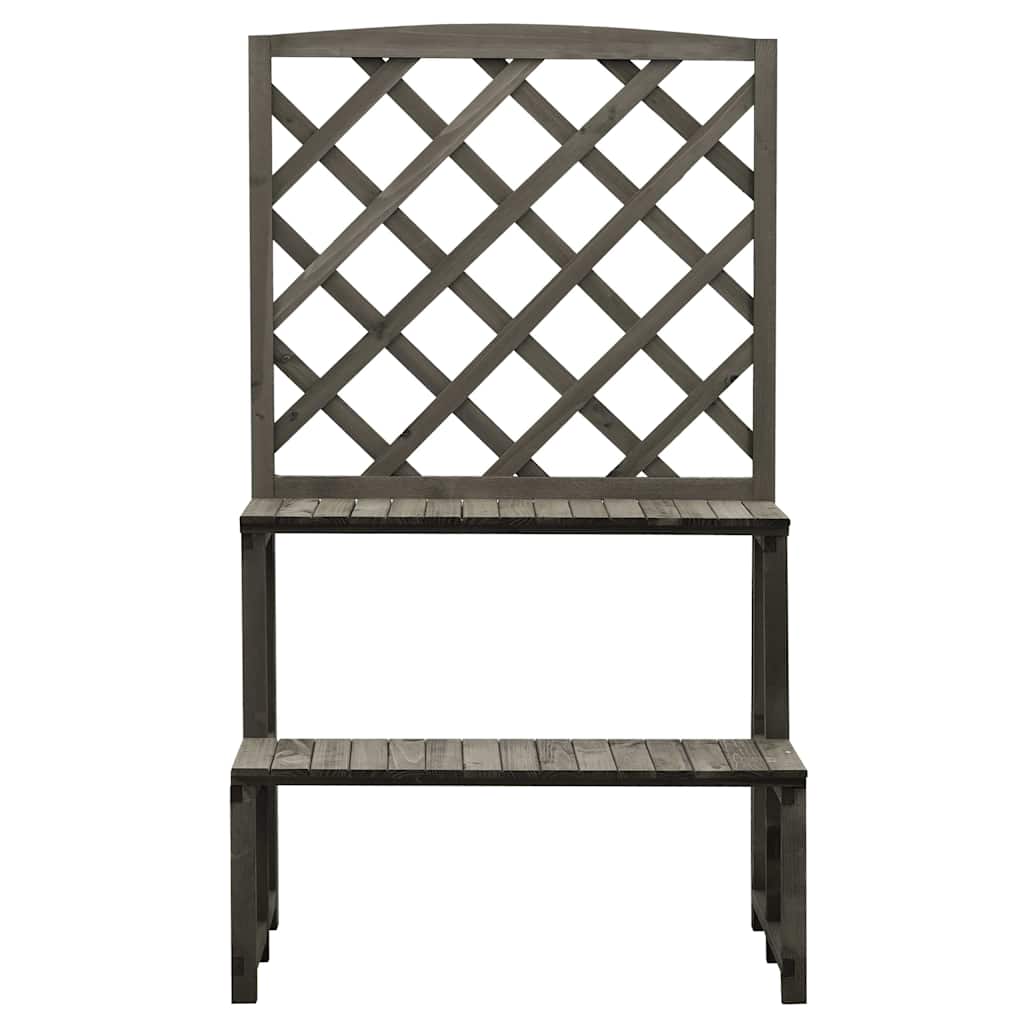 Fioriera con Traliccio Grigio 70x42x120 cm Massello di Abete
