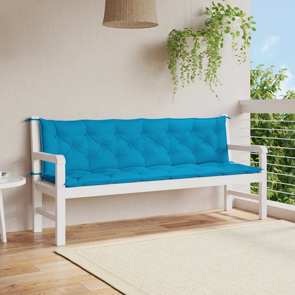 Cuscini per Panca 2 pz Azzurri 200x50x7 cm in Tessuto Oxford