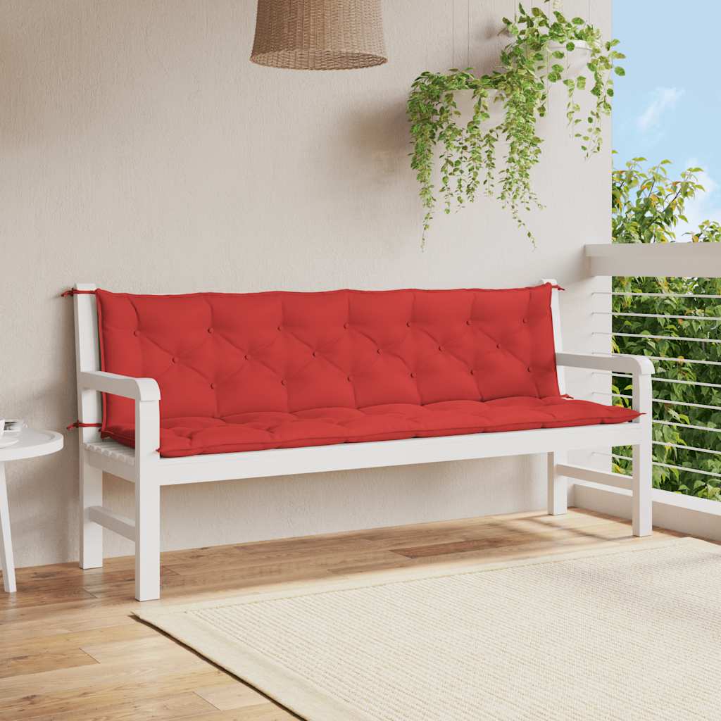 Cuscini per Panca 2 pz Rossi 200x50x7 cm in Tessuto Oxford