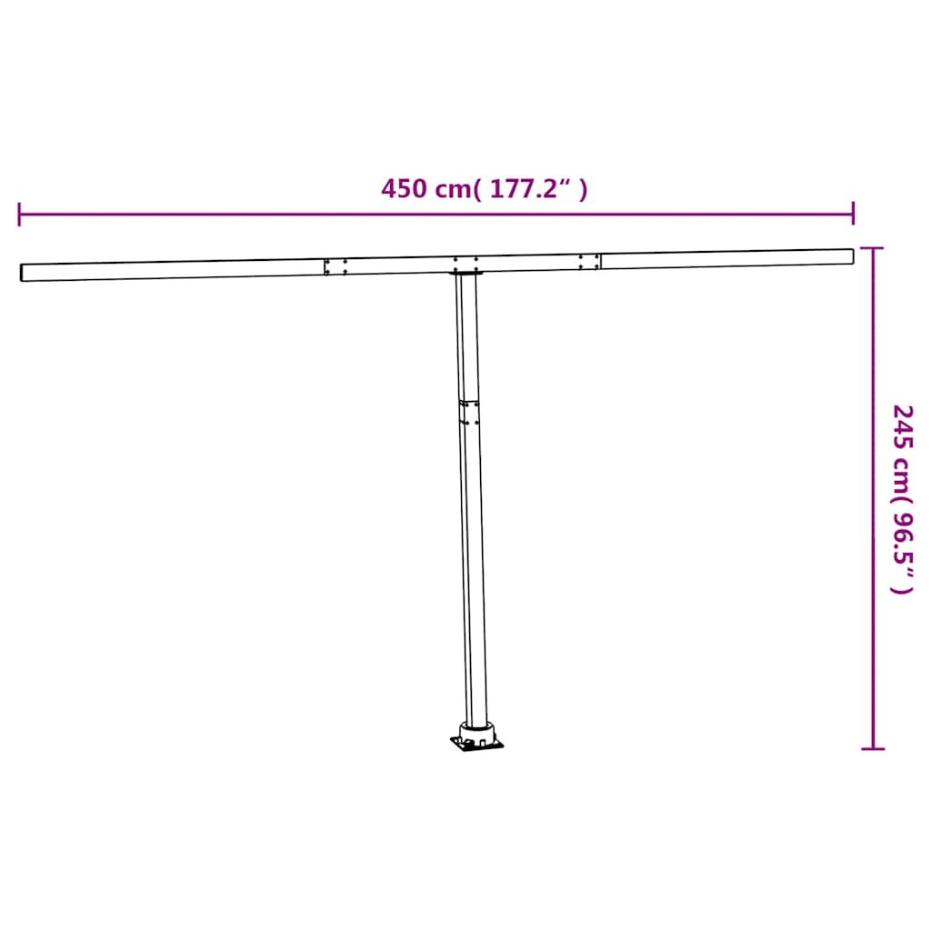 Set Pali per Tenda da Sole Antracite 450x245 cm Ferro