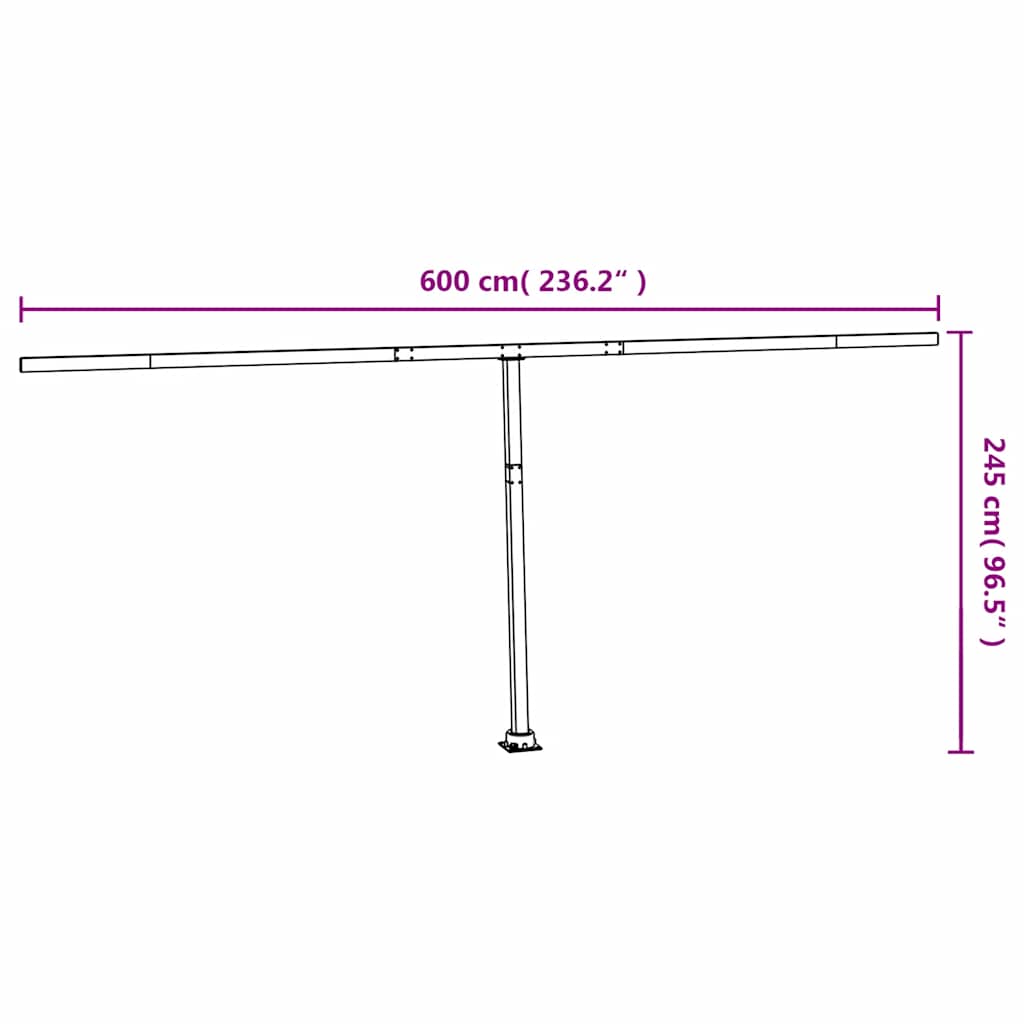 Set Pali per Tenda da Sole Antracite 600x245 cm Ferro