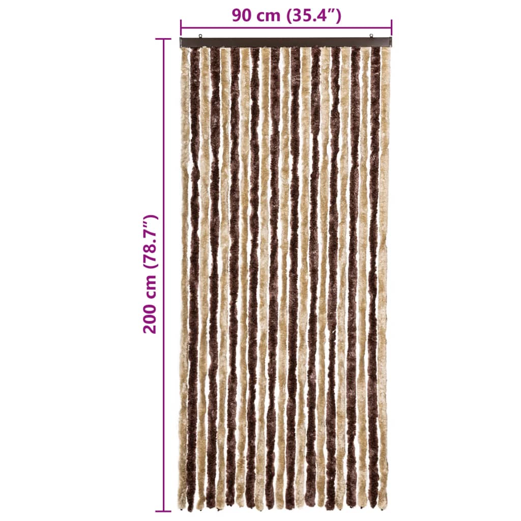 Zanzariera Beige e Marrone Chiaro 90x200cm Ciniglia