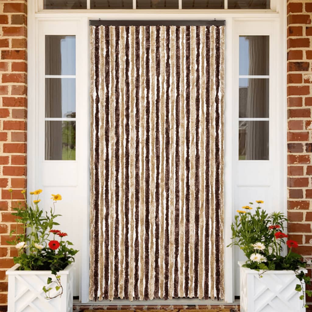 Zanzariera Beige e Marrone Chiaro 118x220 cm Ciniglia