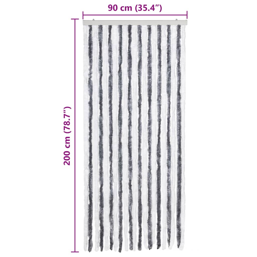 Zanzariera Grigio e Bianco 90x200 cm Ciniglia