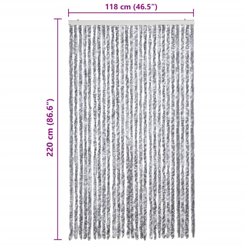 Zanzariera Bianco e Grigio 118x220 cm Ciniglia