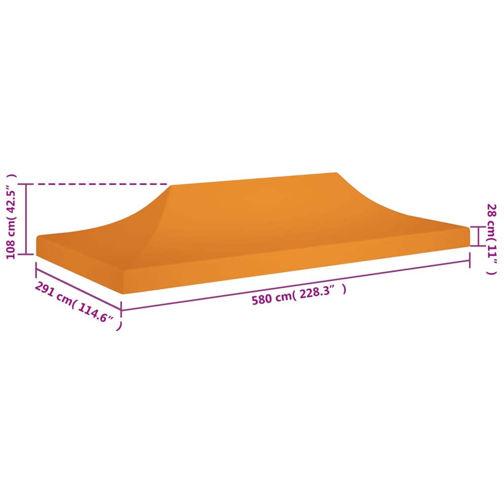Tetto per Tendone per Feste 6x3 m Arancione 270 g/m²