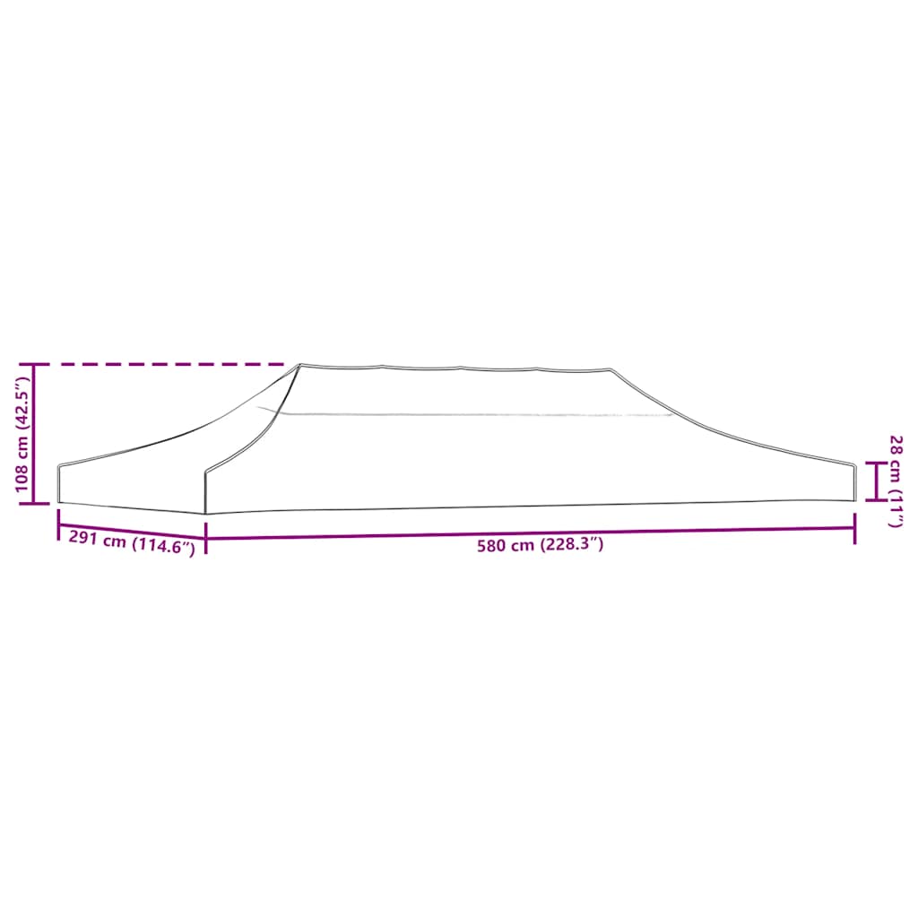Tetto per Tendone per Feste 6x3 m Grigio Talpa 270 g/m²
