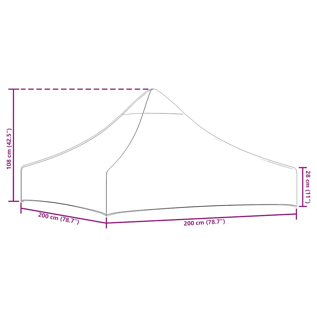 Tetto per Tendone per Feste 2x2 m Rosso Borgogna 270 g/m²