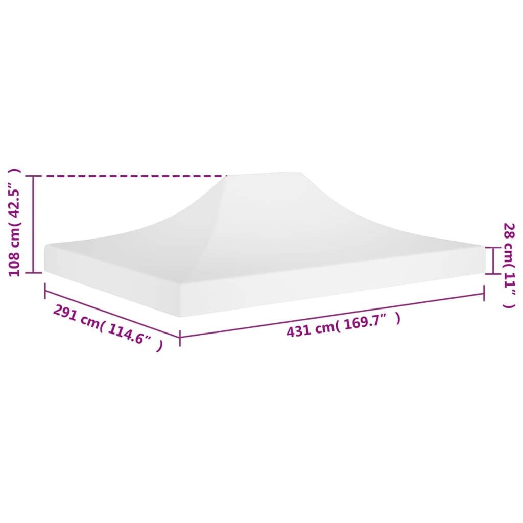 Tetto per Tendone per Feste 4,5x3 m Bianco 270 g/m²