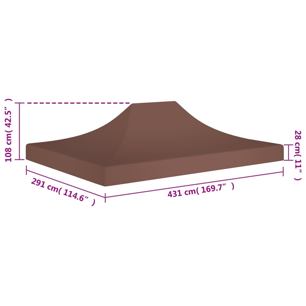 Tetto per Tendone per Feste 4,5x3 m Marrone 270 g/m²