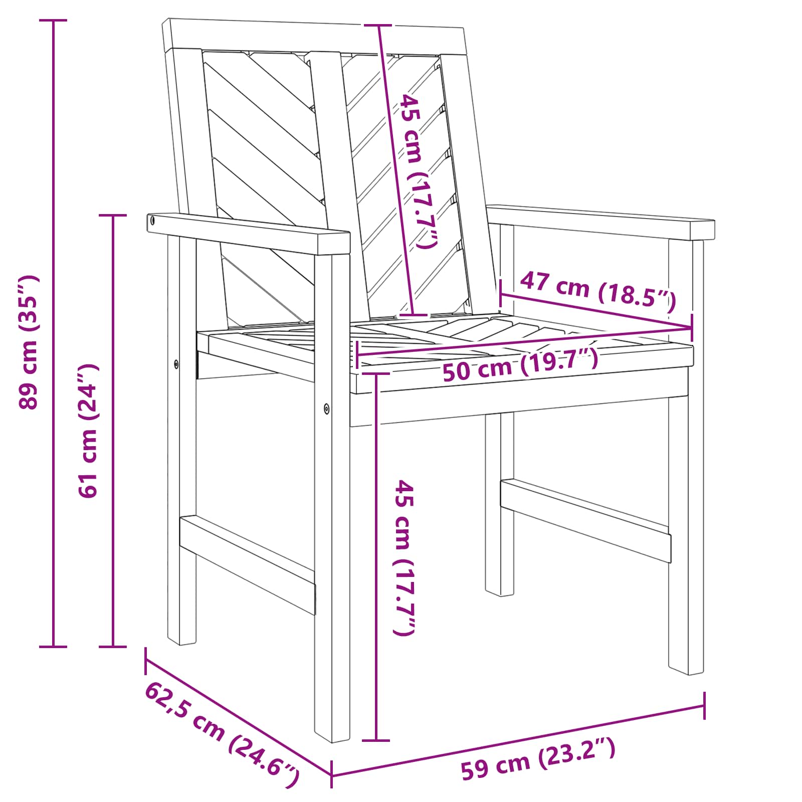 Set Lounge da Giardino 5 pz Marrone Legno di Acacia Massello